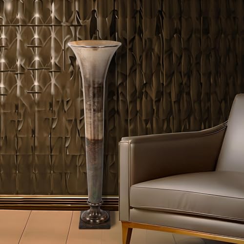 Howard Elliott Collection Golden Ore Oversized Fluted Vase, Aluminum with Ombre Gold to Bronze Finish, Tall Accent for Floor, Entryway or Living Room, 46.5H x 11.75W x 11.75D, Gold Bronze - size: Oversized Vase