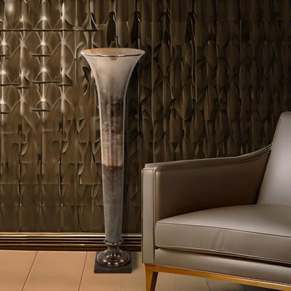 Howard Elliott Collection Golden Ore Oversized Fluted Vase, Aluminum with Ombre Gold to Bronze Finish, Tall Accent for Floor, Entryway or Living Room, 46.5H x 11.75W x 11.75D, Gold Bronze - size: Oversized Vase