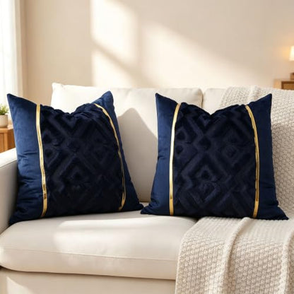 Luxury Patchwork Tufted Throw Pillow Cover 20x20 Inch Set of 2 - color: Blue, size: 20" x 20" (Pack of 2)