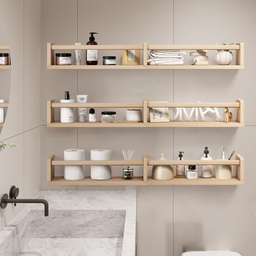 Fixwal Floating Nursery Book Shelves for Wall, 32in, Set of 3, Natural Wood - color: Natural, size: 32inches