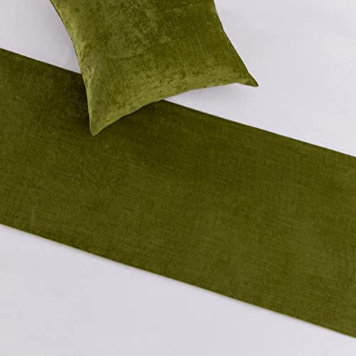 AMBERIS Bed Runner Green, Chenille Soft No Fading Modern Bed Scarf (Pillowcases Sold Separately) - color: Green, size: 7'10" x 1'8" (for 1.8m Bed)