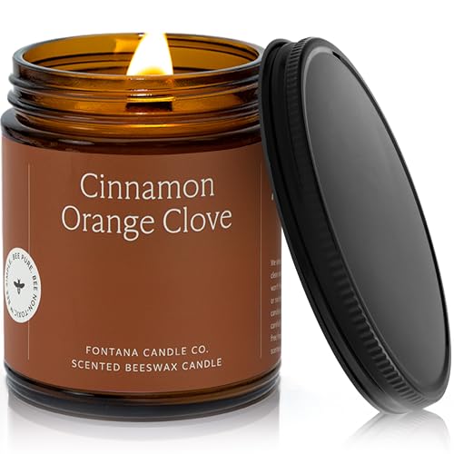 Fontana Candle Co Wood Wick Beeswax Candle, Cinnamon Orange Clove