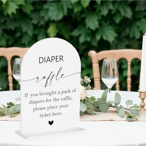 Diaper Raffle Sign, Baby Shower Diaper Game Sign, Shower Reception Event Party Table Desk Acrylic Decor - color: Diaper Raffle