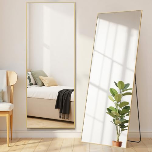 21"x64" Mirror Full Length, Upgraded Body Wall Mirrors - color: Claccic Gold-rect, size: 64"L x 21"W