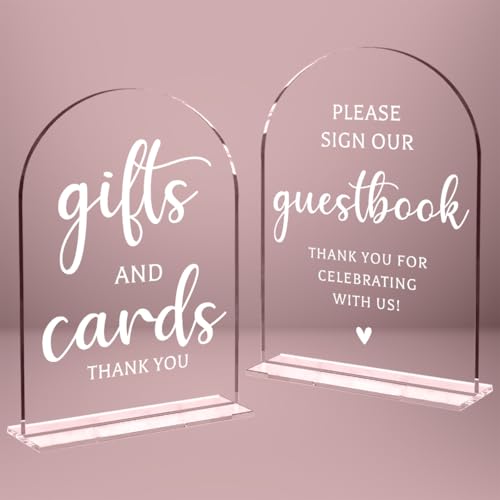 2 Pcs Wedding Sign Decor, Ceremony Sign, Wedding Sign for Reception & Event Party,Bridal Shower Decorations, Wedding Table Sign Accessories for Anniversary and Event 5x7 Inch - color: 2PcsGifts