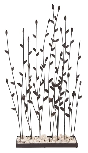 Deco 79 Metal Floral Decorative Sculpture Home Decor Statue with Loose Stones, Accent Figurine 14" x 5" x 31", Black