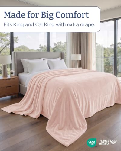 Fleece Blanket Oversized King - Ultra-Soft Warm Flannel Blanket - Rosewater - color: 16 - Rosewater, size: Oversized King (120" x 120")