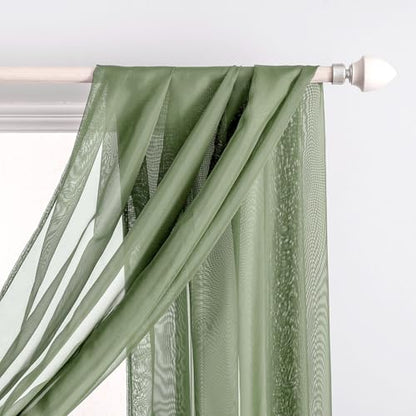 MIULEE Spring Extra Long Sheer Scarf Valance 37"x216" Sage Green One Panel - color: Sage Green, size: 37"W x 216"L (Pack of 1)