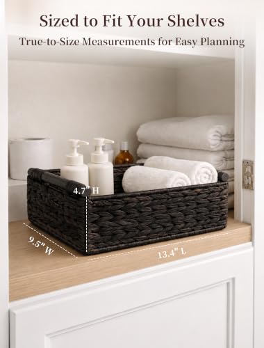 Wicker Basket, Large Basket for Gift Baskets Empty, 13.4x9.5x4.7in - color: Black, size: Medium