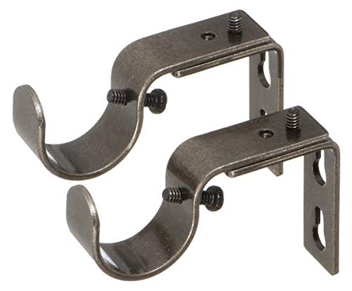 Ivilon Short Projection Brackets for Curtain Rods - for 1 or 1 1/8 Inch Rods. Set of 2 - Pewter - color: Pewter, size: Short Projection - 1" or 1-1/8" Rods