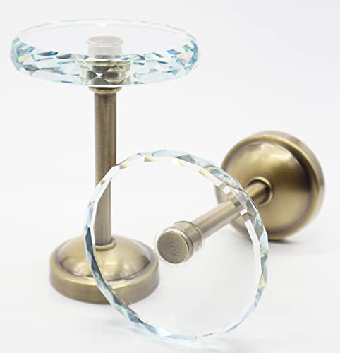 Set of 2 Cut Crystal Window Drapery Medallion Holdbacks, Curtain Tiebacks, Wall Hook, Tassel Holder, Antique Brass - color: Antique Brass