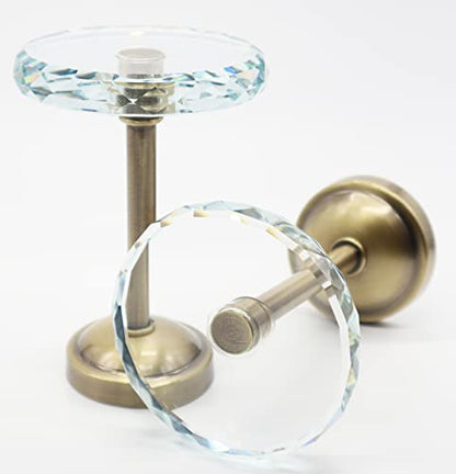 Set of 2 Cut Crystal Window Drapery Medallion Holdbacks, Curtain Tiebacks, Wall Hook, Tassel Holder, Antique Brass - color: Antique Brass