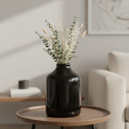 Sunddo Black Ceramic Vase, 8 Inch Large - color: Black, size: 8 inch
