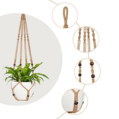 Mkono 43 Inch Macrame Plant Hanger Indoor Hanging Planter Holder Brown 1Pc - color: Brown
