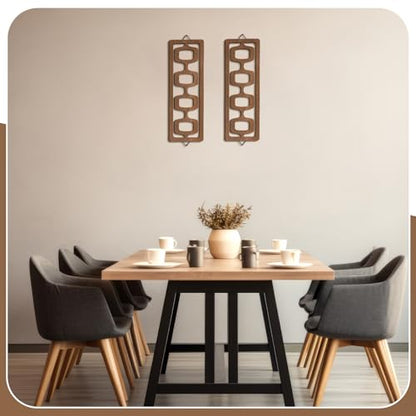 CroBlissful 2pcs Mid Century Modern Wall Art Geometric Wall Decor, Brown - color: Brown