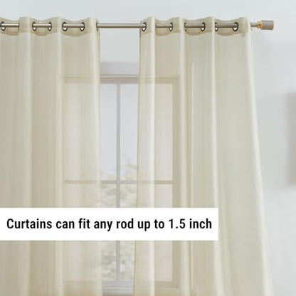 HLC.ME Semi Sheer Grommet Window Curtains, 2 Panels, 54x72 Inch, Beige - color: Beige, size: 54"W x 72"L (Pack of 2)
