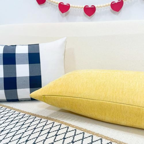 Slow Cow Chenille Lumbar Throw Pillow Cover 12 x 24 Inches Yellow - color: D-chenille Yellow, size: 24" x 12" (Pack of 1)