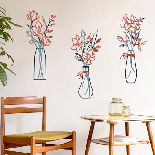 Zzbakress 3 Pieces Metal Flowers Wall Art for Bathroom (Blue Orange) - color: Blue Orange
