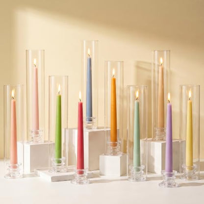 10Pcs Hurricane Glass Candle Holders for Candlesticks Hurricane Taper Candle Holder Clear Glass Candlestick Holder Tapered Candlestick Holder for Dining Table Thanksgiving Christmas Wedding Fall Decor