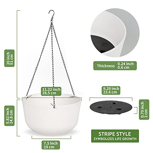 Dexceder 11.2 Inch Self Watering Hanging Planter (2 Pack, White) - color: White, size: 11.2 inch