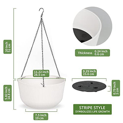 Dexceder 11.2 Inch Self Watering Hanging Planter (2 Pack, White) - color: White, size: 11.2 inch