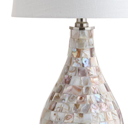 JONATHAN Y Mona Coastal Mini LED Table Lamp 20.5" Bedside, Seashell - color: Seashell