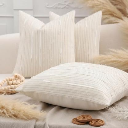 Boho Jacquard Throw Pillow Covers 16x16 Set of 2 Beige Khaki Grey - color: Beige+khaki+grey, size: 16" x 16" (Pack of 2)