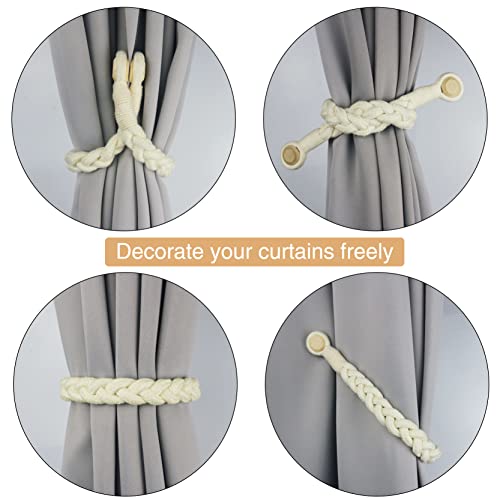 Magnetic Soft Curtain Tiebacks Rope Cotton Window Curtain Holdbacks Porlau - color: Beige, size: 2 Pack
