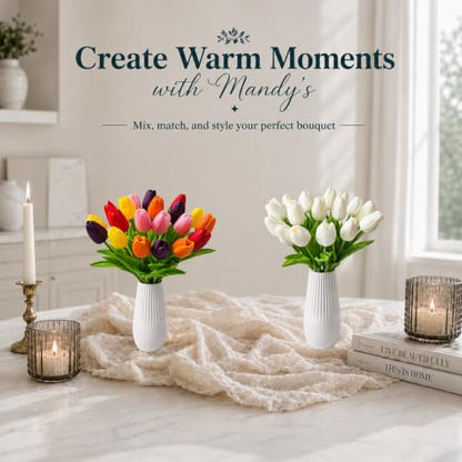 Mandy's 20 Stems Multicolor Artificial Tulip Flowers for Home Centerpieces - color: Multicolor 20pcs
