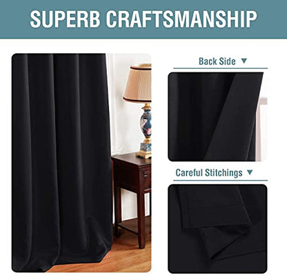 H.VERSAILTEX Blackout Curtain for Living Room Small Window Kitchen Blackout Curtains 45 inch Length Energy Saving Solid Grommet Blackout Drape, One Panel, Jet Black, 52" W x 45" L - color: Jet Black, size: 52"W x 45"L (Pack of 1)