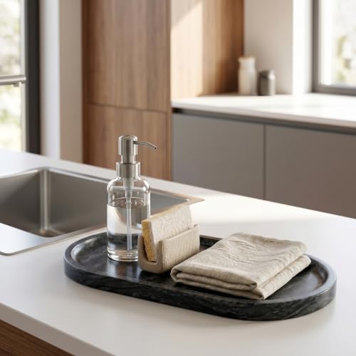 YKAJO Wave Grey Oval Marble Tray, 11.8x5.9 Vanity Perfume Organizer Dish - color: Wave Grey, size: 11.8" x 5.9" x 0.6"