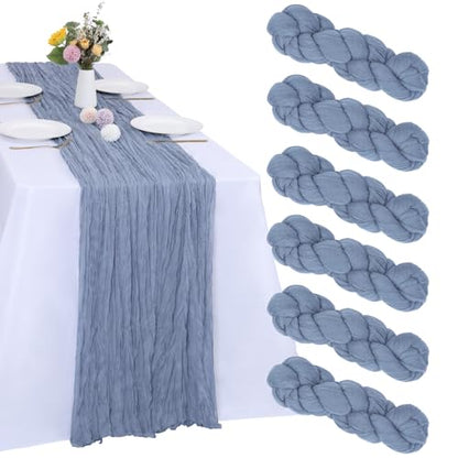 6 Pack Dusty Blue Cheesecloth Table Runner 35 x 120 Inch - color: Dusty Blue, size: 6 Pcs - 10 Ft
