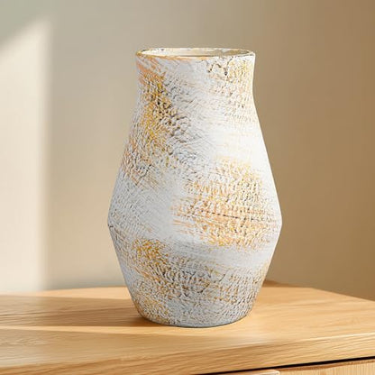 Rustic Farmhouse Ceramic Vase, 11 Inch Tall - color: Rustic White, size: 11 inch