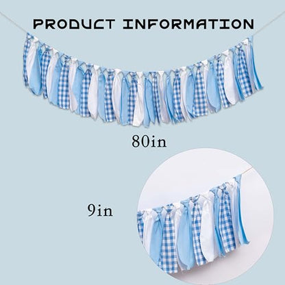 Blue and White Gingham Banner/Garland - color: Blue