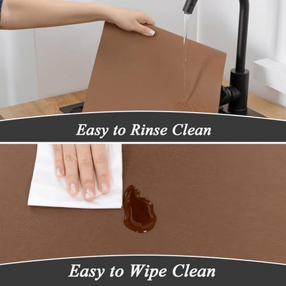 SHACOS Faux Leather Placemats Set of 8 Place Mats Table Mats, Camel Brown - color: Camel Brown