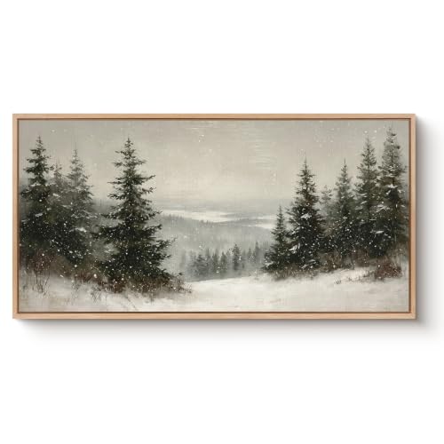 Wood Framed Large Wall Art Pine Forest Landscape Canvas Prints Decor 20x40 - color: Pine Forest