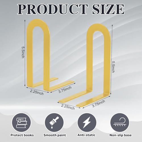 Chunful Metal Bookends, 2 Pcs, Gold, Round - color: Gold, size: Round
