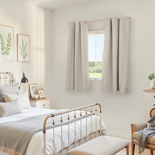YoungsTex Oatmeal Linen Blackout Curtains 45 Inch Length for Bedroom - color: Oatmeal, size: 42"W x 45"L (Pack of 2)