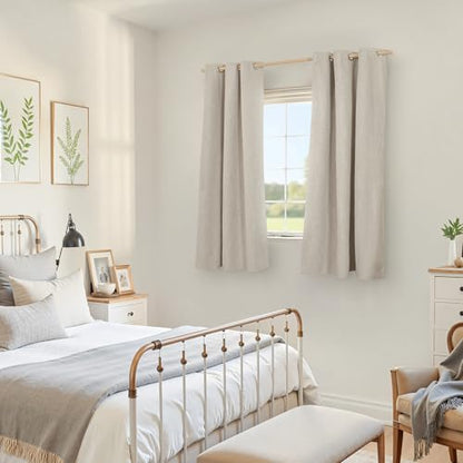 YoungsTex Oatmeal Linen Blackout Curtains 45 Inch Length for Bedroom - color: Oatmeal, size: 42"W x 45"L (Pack of 2)