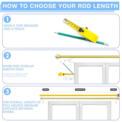 Curtain Rods for Windows 16-48", 6/8 In Gold Curtain Rod, 1 Pack - color: Warm Gold, size: 48" - 6/8'' rod - 1 Pack