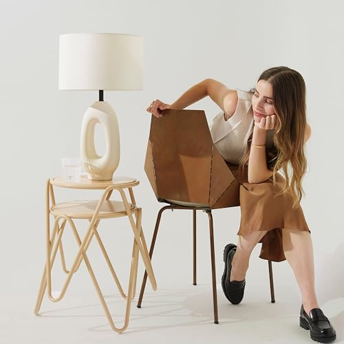 Brightech Artemis LED Table Lamp - Unique, Modern, Natural Ceramic Lamp for Bedside, Nightstand, Desk - Cozy, Chic Home Decor, Warm White Light and USB-C Charging for Living Room, Bedroom, Entryway