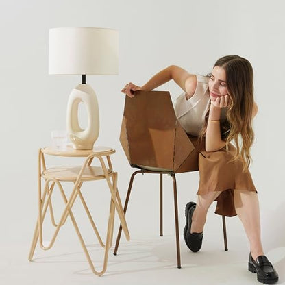 Brightech Artemis LED Table Lamp - Unique, Modern, Natural Ceramic Lamp for Bedside, Nightstand, Desk - Cozy, Chic Home Decor, Warm White Light and USB-C Charging for Living Room, Bedroom, Entryway