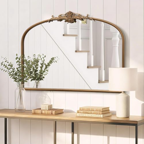 Besdomus Antique Gold Wall Mirror: 32"x24" French Brass Decorative Mirrors - color: Brass Gold, size: 24"L x 32"W