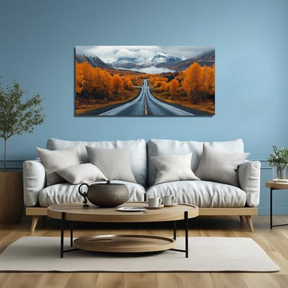 Ouzzlie Tree Wall Art White Art for Living Room - color: brown, size: 48"L x 24"W