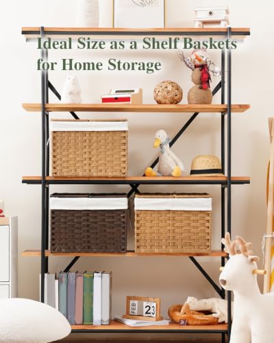 SETVSON Storage Basket with Lid Woven Wicker Baskets, 35L Natural - color: Natural, size: 35L-15.7L*11.8W*11.8H