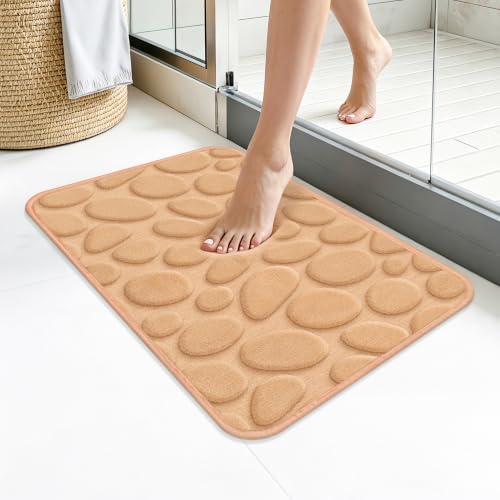 Memory Foam Bath Mat 24x16, Soft Absorbent Bathroom Rug, Khaki - color: Khaki, size: 16"x24"