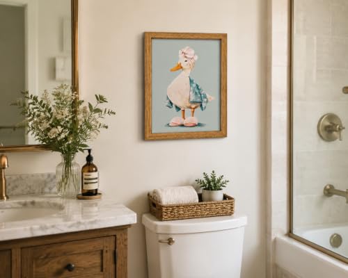 Framed Cute Duck Canvas Wall Art Poster Prints Bathroom 12×16In1P Be Hung - color: bathroom-6, size: 12×16in
