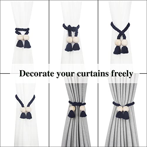 Magnetic Curtain Tiebacks Decorative Tie Back Drapes Holdbacks Nieffeiy - color: Navy