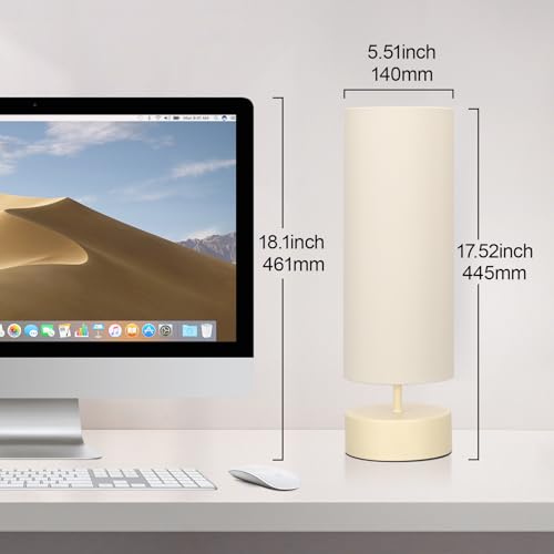 Touch Control Table Lamp, 3 Way Dimmable Bedside Lamp, Modern Desk Lamp - color: Cream Base with Beige Shade
