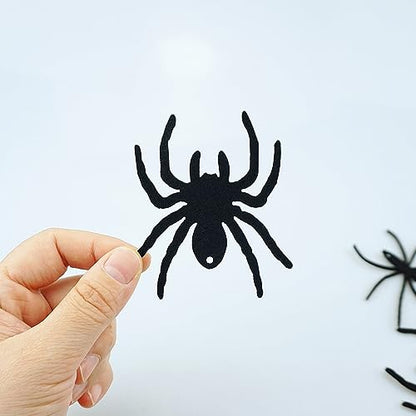 SaktopDeco 33 PCS Hanging Spider Decorations Spider Ornament Black Felt Spider Web Halloween Decorations for DIY House Decor